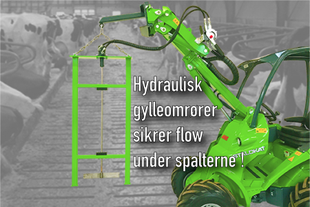 Hydraulisk gylleomrører fra Avant Danmark sikrer flow under spalterne